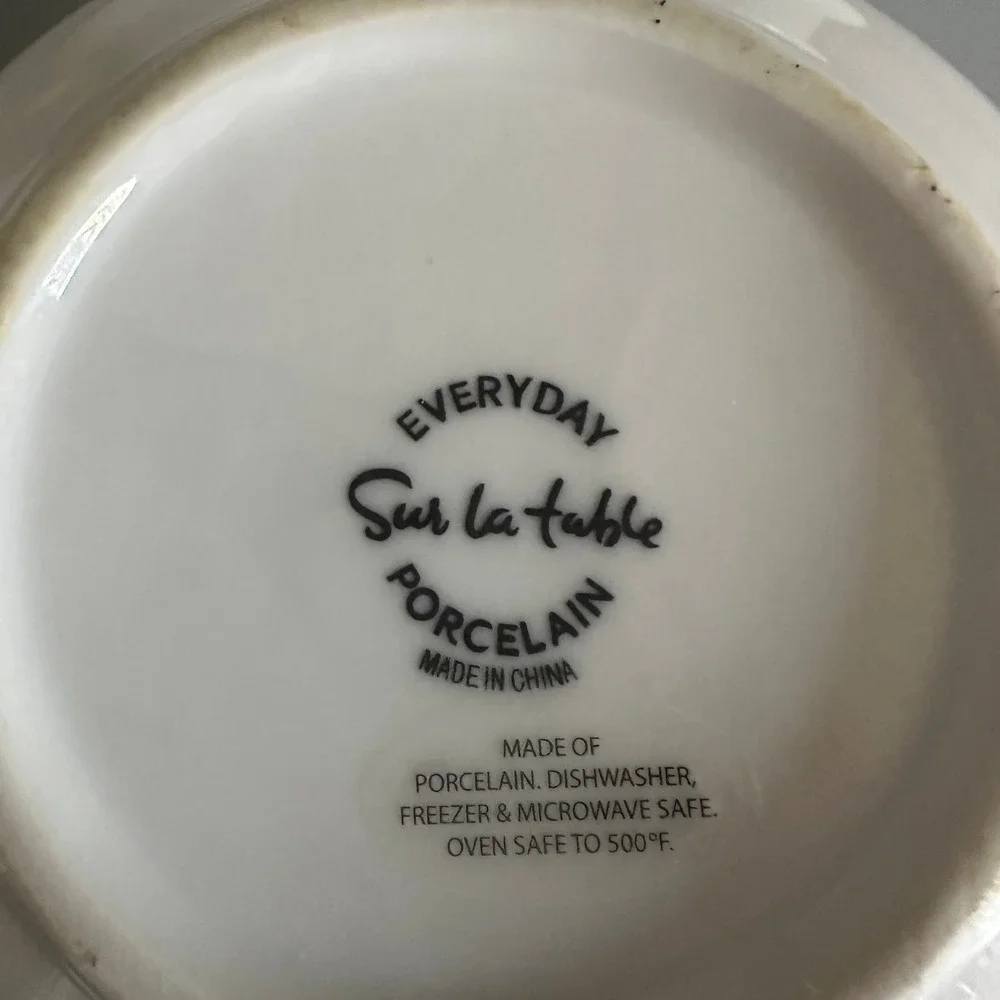 Sur La Table Everyday Porcelain French Onion Soup Bowls White Set of 4 Handle